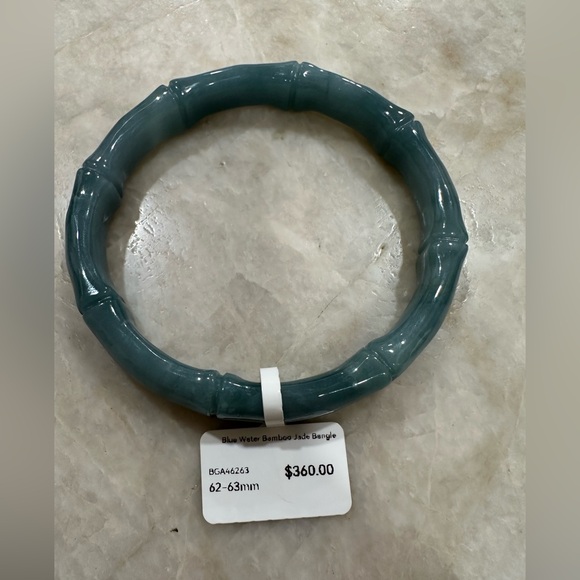🌊Bluewater Jadeite Jade Bangle Hand-carved Bamboo Guatemalan Grade A - Picture 4 of 12
